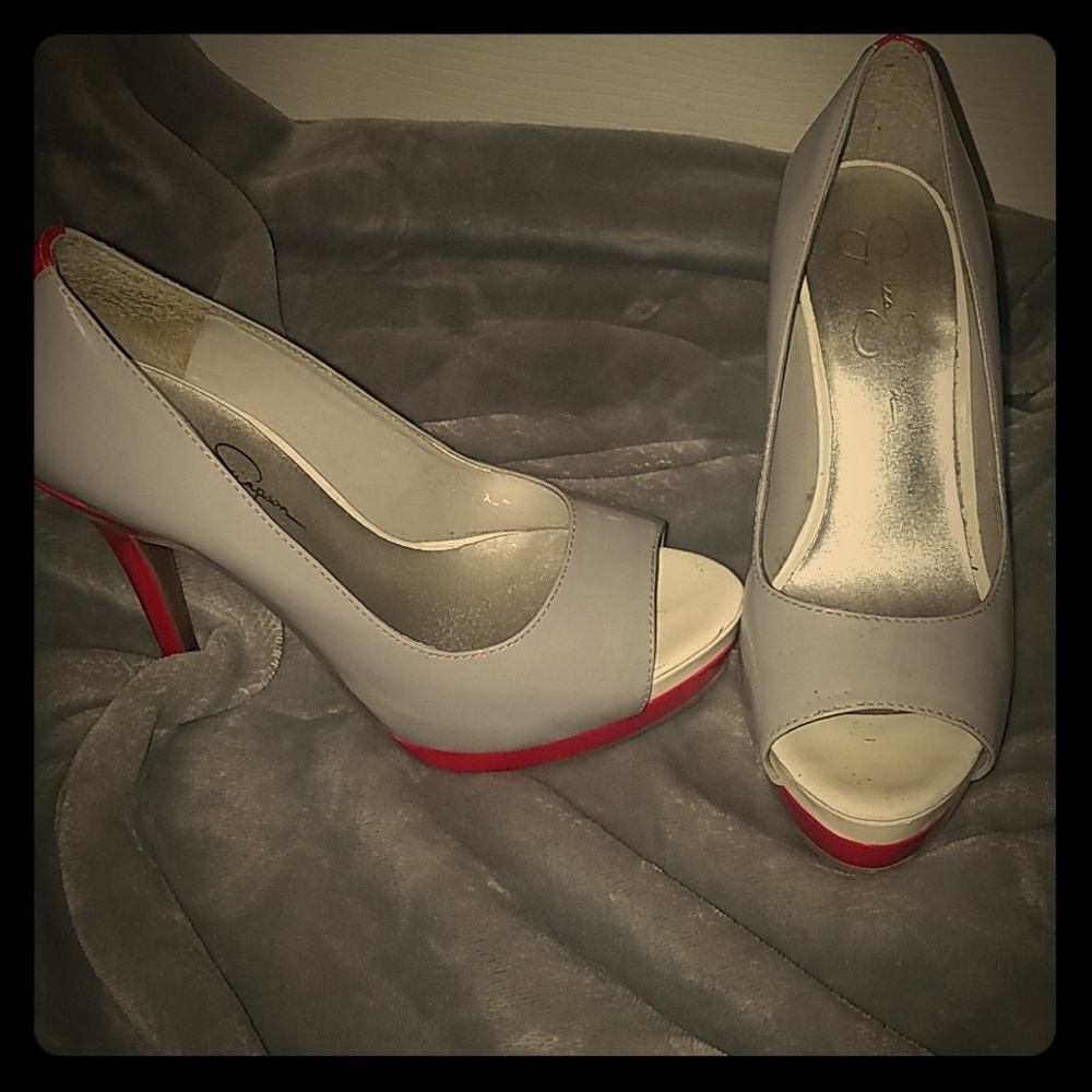 Jessica Simpson Silver and Red Heels